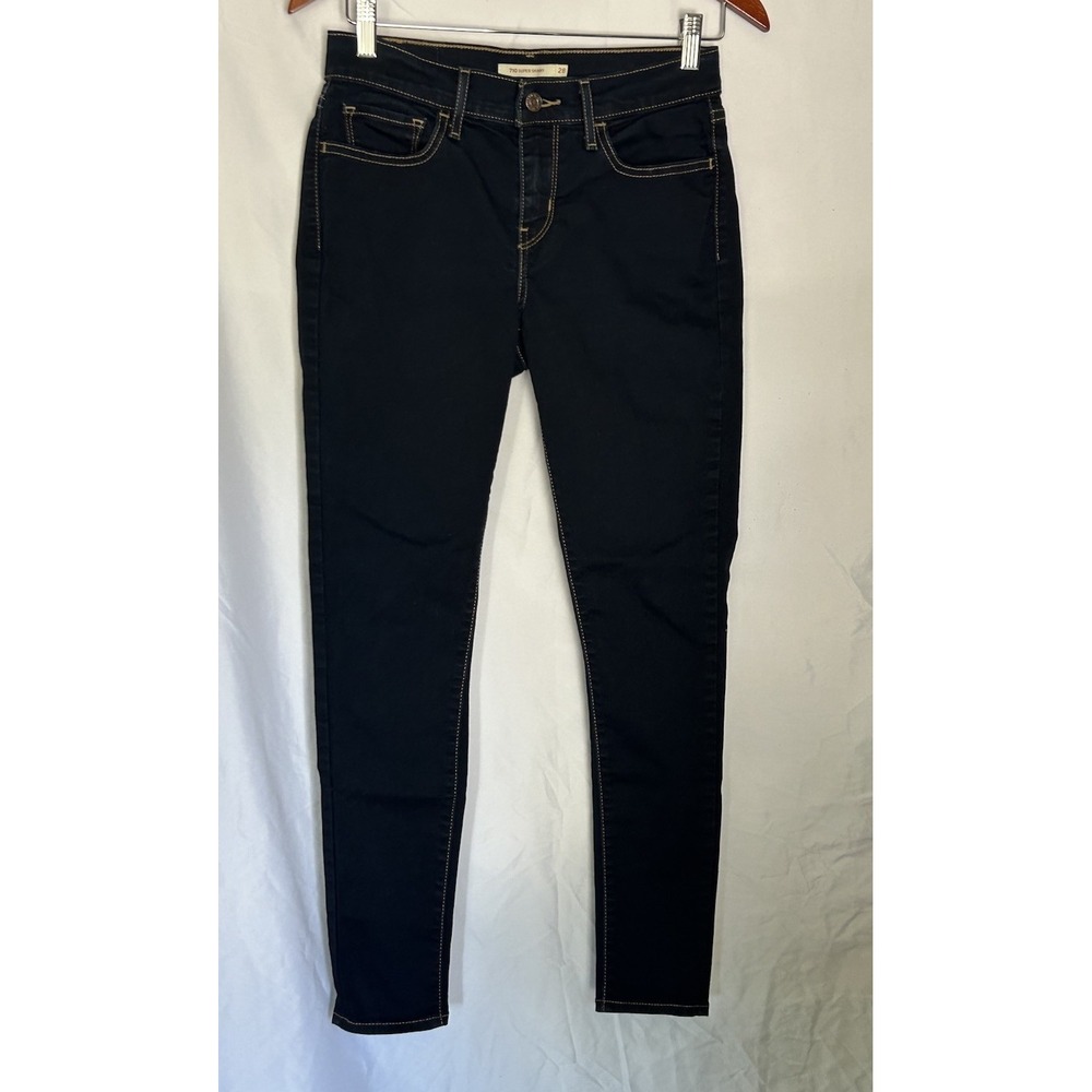 Levis 710 Super Skinny Jeans Womens 28 Dark Wash Blue Stretch Denim